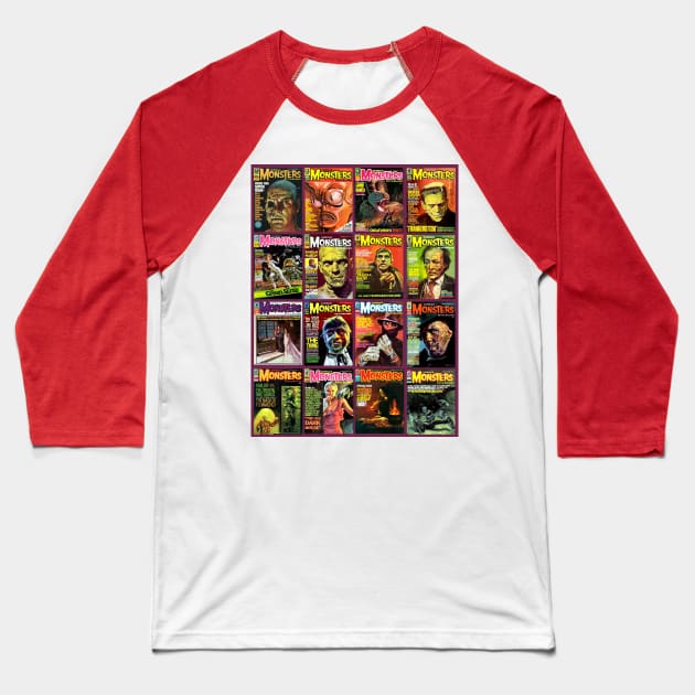 Famous Monsters Collage Series 4 Baseball T-Shirt by Starbase79